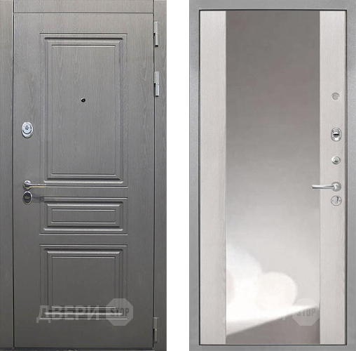 Входная металлическая Дверь Интекрон (INTECRON) Брайтон Графит ФЛЗ-516 Зеркало Сосна белая в Пущино