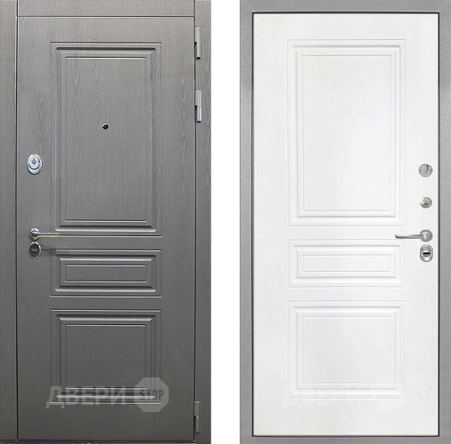 Входная металлическая Дверь Интекрон (INTECRON) Брайтон Графит ФЛ-243 Белый матовый в Пущино
