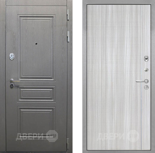 Входная металлическая Дверь Интекрон (INTECRON) Брайтон Графит В-07 с молдингом Сандал белый в Пущино
