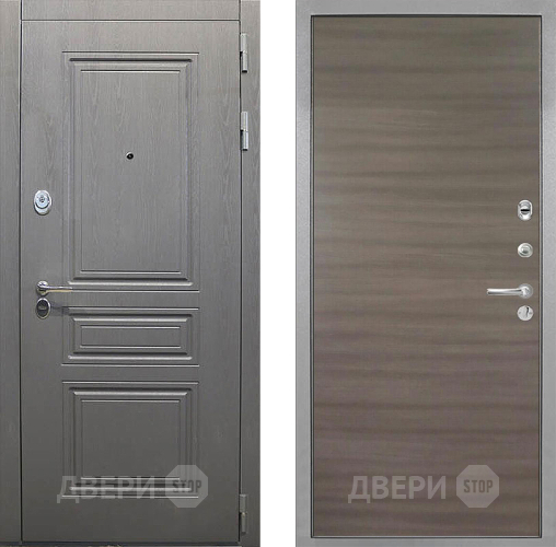 Входная металлическая Дверь Интекрон (INTECRON) Брайтон Графит Гладкая Дуб тоскано поперечный в Пущино