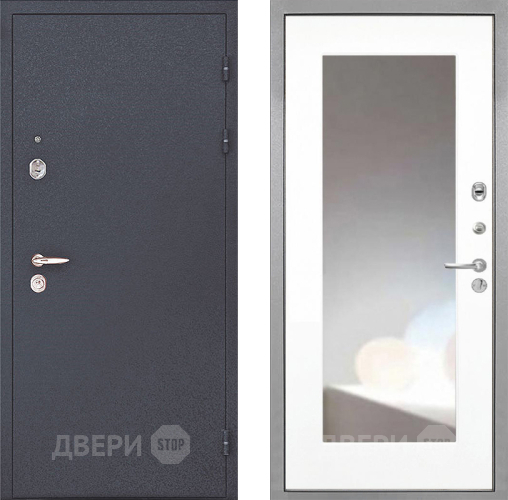 Входная металлическая Дверь Интекрон (INTECRON) Колизей ФЛЗ-120-М Зеркало Белый матовый в Пущино