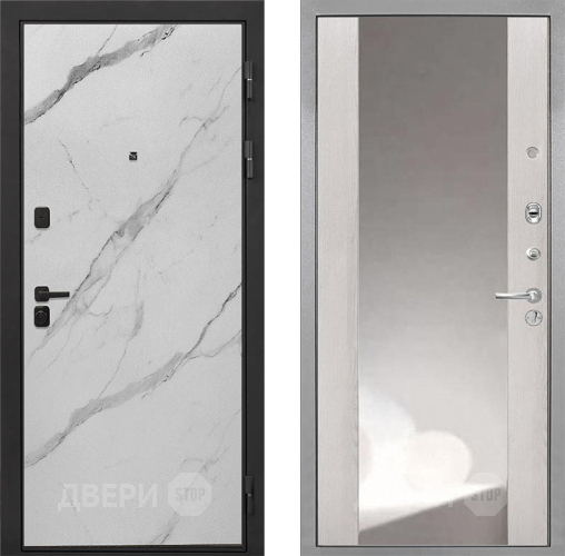 Входная металлическая Дверь Интекрон (INTECRON) Профит Black Мрамор Арктик ФЛЗ-516 Зеркало Сосна белая в Пущино