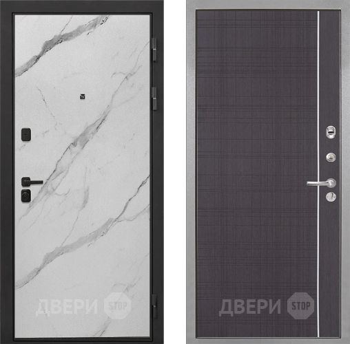 Входная металлическая Дверь Интекрон (INTECRON) Профит Black Мрамор Арктик В-07 с молдингом Венге в Пущино