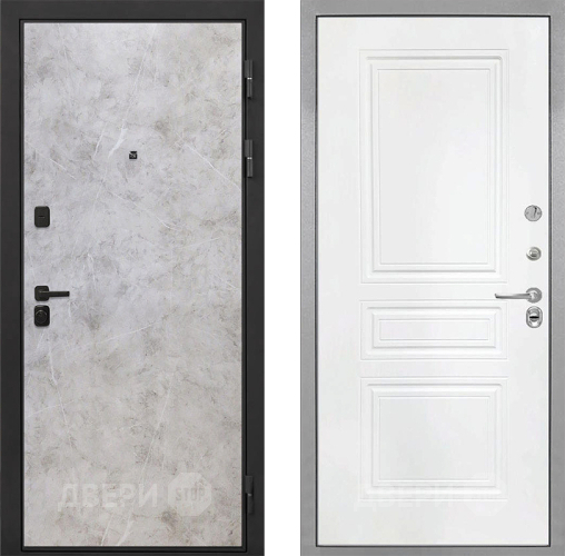 Входная металлическая Дверь Интекрон (INTECRON) Профит Black Мрамор Светлый ФЛ-243 Белый матовый в Пущино
