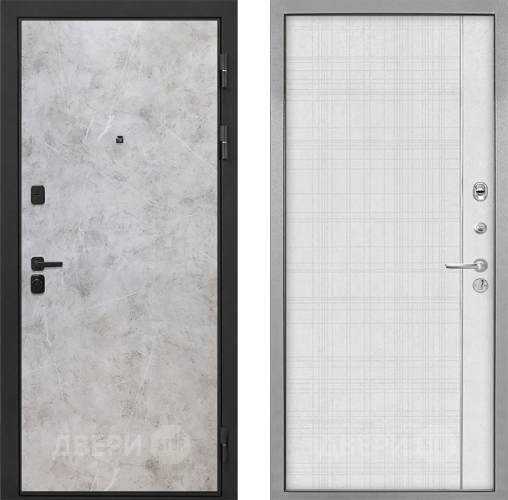 Входная металлическая Дверь Интекрон (INTECRON) Профит Black Мрамор Светлый В-07 с молдингом Лофт белый в Пущино