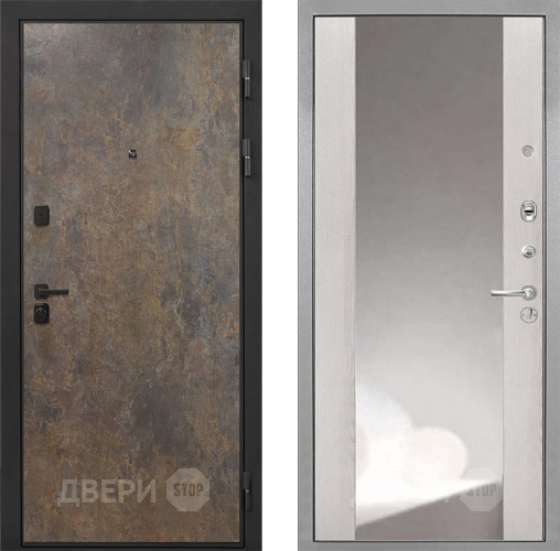 Входная металлическая Дверь Интекрон (INTECRON) Профит Black Гранж ФЛЗ-516 Зеркало Сосна белая в Пущино