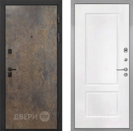 Входная металлическая Дверь Интекрон (INTECRON) Профит Black Гранж КВ-2 Белый матовый в Пущино