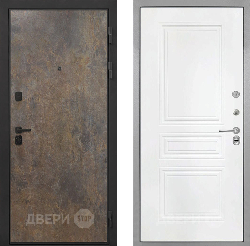 Входная металлическая Дверь Интекрон (INTECRON) Профит Black Гранж ФЛ-243 Белый матовый в Пущино