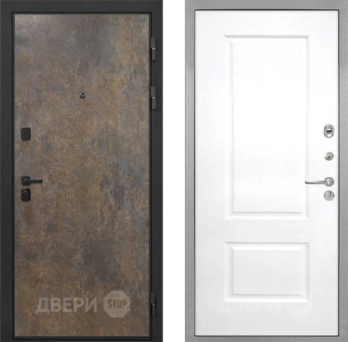 Входная металлическая Дверь Интекрон (INTECRON) Профит Black Гранж Альба Роял Вуд белый в Пущино