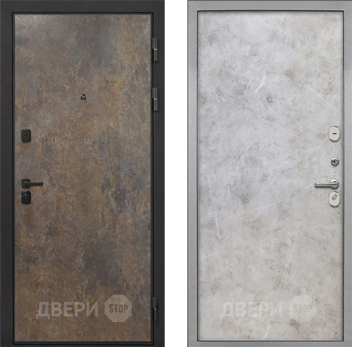 Входная металлическая Дверь Интекрон (INTECRON) Профит Black Гранж Гладкая Мрамор светлый в Пущино
