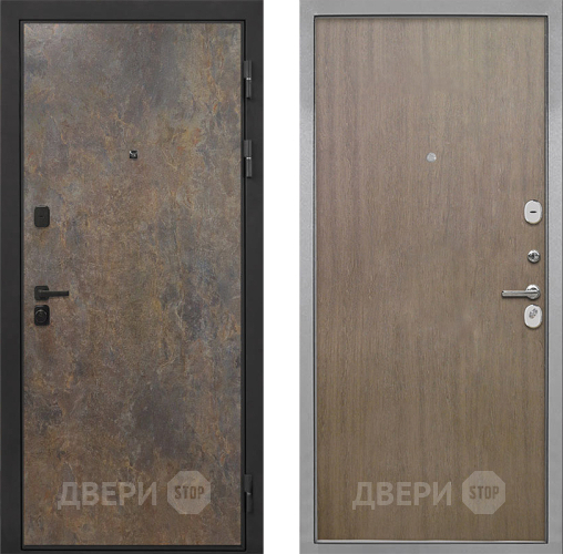 Входная металлическая Дверь Интекрон (INTECRON) Профит Black Гранж Гладкая шпон Венге коричневый в Пущино