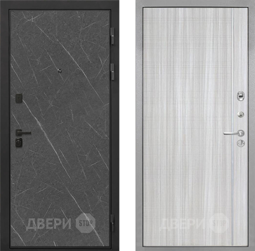 Входная металлическая Дверь Интекрон (INTECRON) Профит Black Гранит Лава Оникс В-07 с молдингом Сандал белый в Пущино