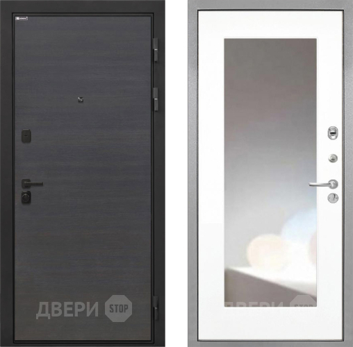 Входная металлическая Дверь Интекрон (INTECRON) Профит Black Эковенге ФЛЗ-120-М Зеркало Белый матовый в Пущино