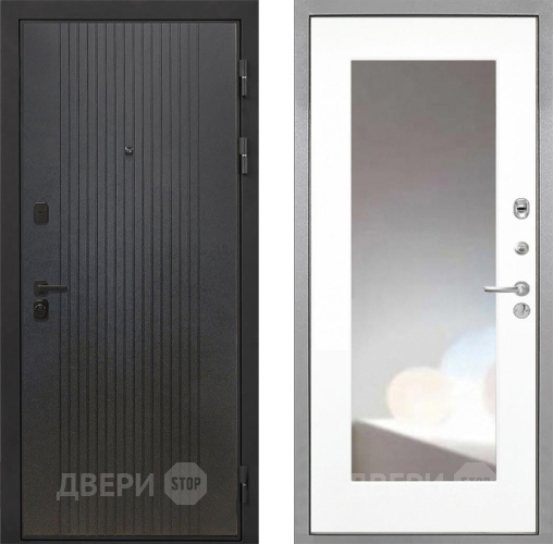 Входная металлическая Дверь Интекрон (INTECRON) Профит Black ФЛ-295 ФЛЗ-120-М Зеркало Белый матовый в Пущино