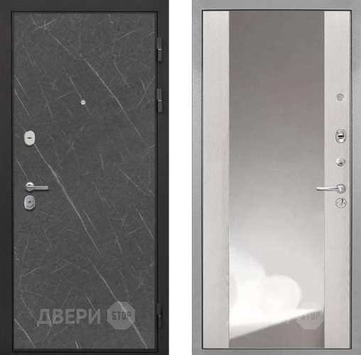 Входная металлическая Дверь Интекрон (INTECRON) Гектор Гранит Лава Оникс ФЛЗ-516 Зеркало Сосна белая в Пущино