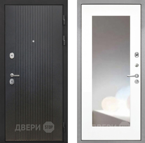 Входная металлическая Дверь Интекрон (INTECRON) Гектор ФЛ-295 ФЛЗ-120-М Зеркало Белый матовый в Пущино