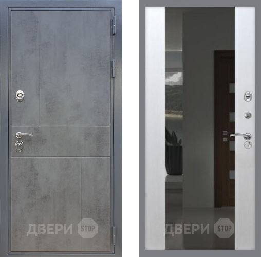 Входная металлическая Дверь Рекс (REX) ФЛ-290 СБ-16 Зеркало Белый ясень в Пущино