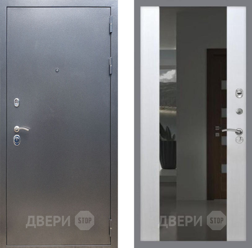 Входная металлическая Дверь Рекс (REX) 11 СБ-16 Зеркало Белый ясень в Пущино