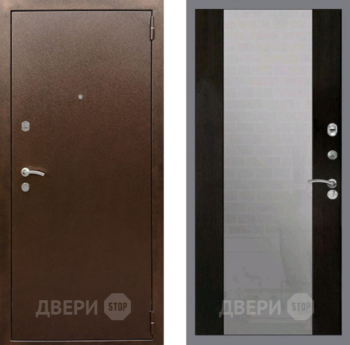 Входная металлическая Дверь Рекс (REX) 1А Медный Антик СБ-16 Зеркало Венге в Пущино