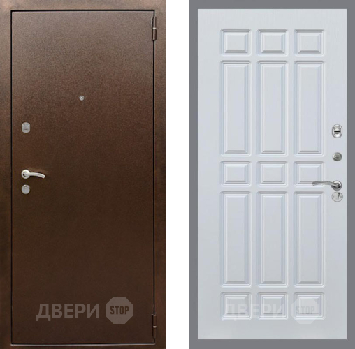 Входная металлическая Дверь Рекс (REX) 1А Медный Антик FL-33 Белый ясень в Пущино