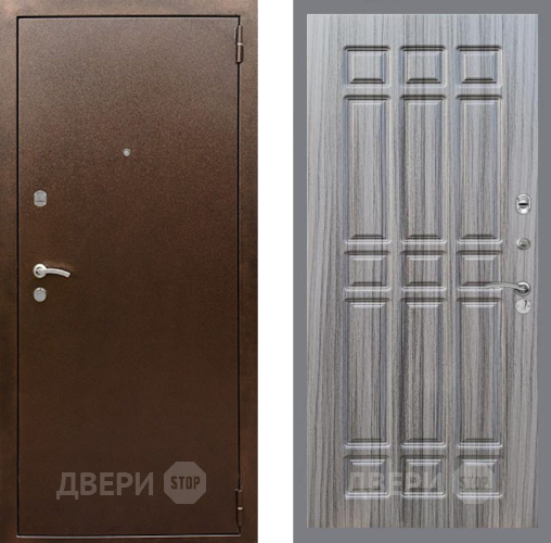 Входная металлическая Дверь Рекс (REX) 1А Медный Антик FL-33 Сандал грей в Пущино