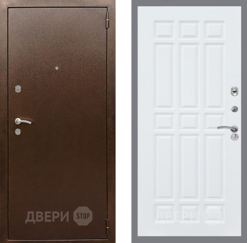 Входная металлическая Дверь Рекс (REX) 1А Медный Антик FL-33 Силк Сноу в Пущино