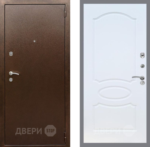 Входная металлическая Дверь Рекс (REX) 1А Медный Антик FL-128 Белый ясень в Пущино