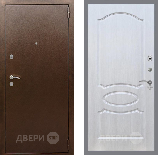 Входная металлическая Дверь Рекс (REX) 1А Медный Антик FL-128 Лиственница беж в Пущино