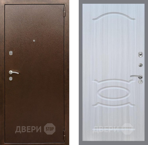 Входная металлическая Дверь Рекс (REX) 1А Медный Антик FL-128 Сандал белый в Пущино