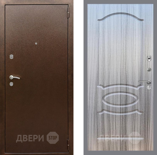 Входная металлическая Дверь Рекс (REX) 1А Медный Антик FL-128 Сандал грей в Пущино