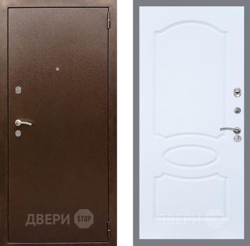 Входная металлическая Дверь Рекс (REX) 1А Медный Антик FL-128 Силк Сноу в Пущино