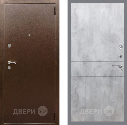 Входная металлическая Дверь Рекс (REX) 1А Медный Антик FL-290 Бетон светлый в Пущино