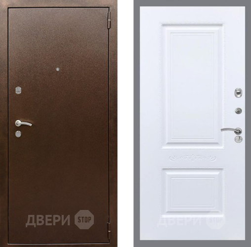 Входная металлическая Дверь Рекс (REX) 1А Медный Антик Смальта Силк Сноу в Пущино
