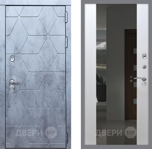 Входная металлическая Дверь Рекс (REX) 28 СБ-16 Зеркало Белый ясень в Пущино
