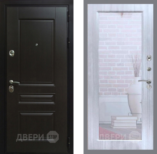 Входная металлическая Дверь Рекс (REX) Премиум-Н Зеркало Пастораль Сандал белый в Пущино