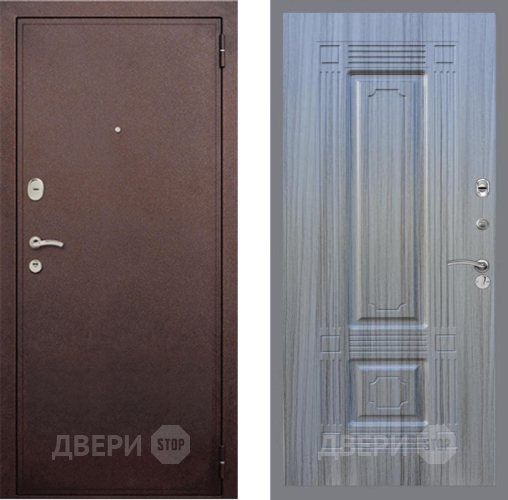Входная металлическая Дверь Рекс (REX) 2 Медный Антик FL-2 Сандал грей в Пущино