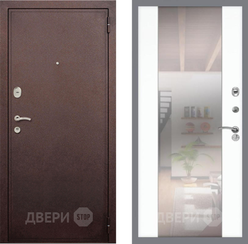 Входная металлическая Дверь Рекс (REX) 2 Медный Антик СБ-16 Зеркало Силк Сноу в Пущино