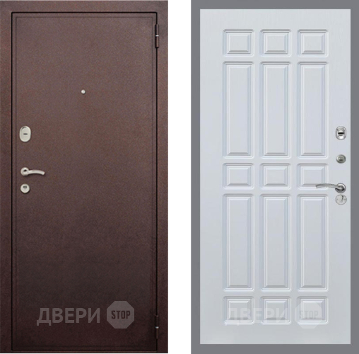 Входная металлическая Дверь Рекс (REX) 2 Медный Антик FL-33 Белый ясень в Пущино