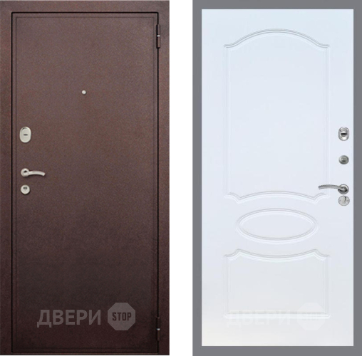 Дверь Рекс (REX) 2 Медный Антик FL-128 Белый ясень в Пущино