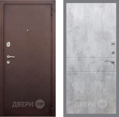 Входная металлическая Дверь Рекс (REX) 2 Медный Антик FL-290 Бетон светлый в Пущино