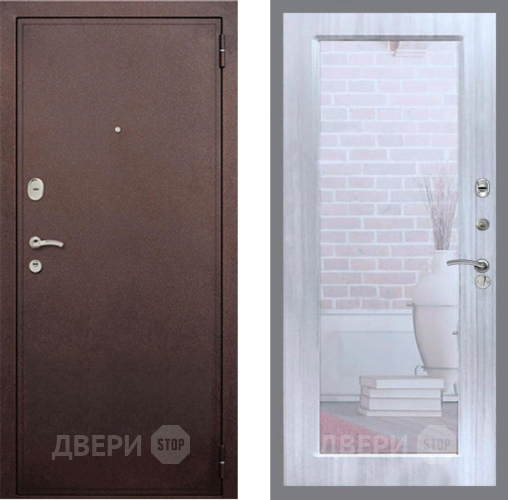 Входная металлическая Дверь Рекс (REX) 2 Медный Антик Зеркало Пастораль Сандал белый в Пущино