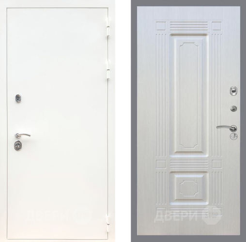 Входная металлическая Дверь Рекс (REX) 5 Белая Шагрень FL-2 Лиственница беж в Пущино
