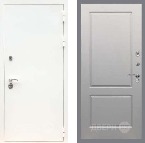Входная металлическая Дверь Рекс (REX) 5 Белая Шагрень FL-117 Грей софт в Пущино