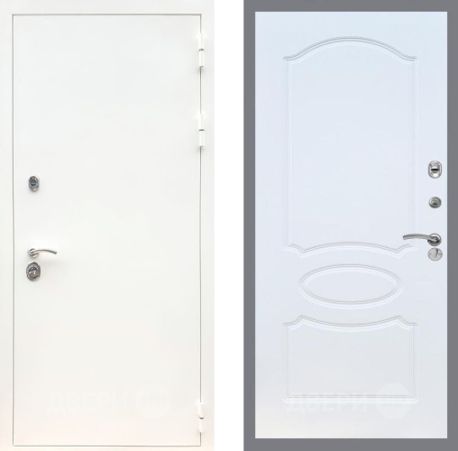 Входная металлическая Дверь Рекс (REX) 5 Белая Шагрень FL-128 Белый ясень в Пущино