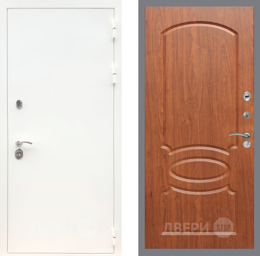 Входная металлическая Дверь Рекс (REX) 5 Белая Шагрень FL-128 Морёная берёза в Пущино