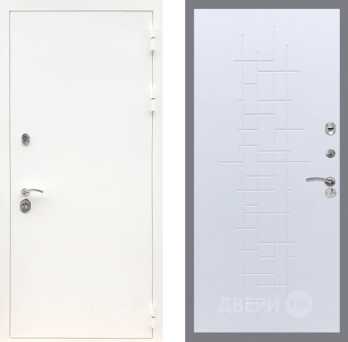 Входная металлическая Дверь Рекс (REX) 5 Белая Шагрень FL-289 Белый ясень в Пущино