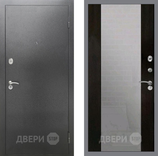 Входная металлическая Дверь Рекс (REX) 2А Серебро Антик СБ-16 Зеркало Венге в Пущино