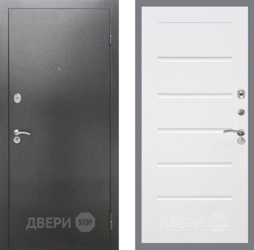 Входная металлическая Дверь Рекс (REX) 2А Серебро Антик Сити Белый ясень в Пущино