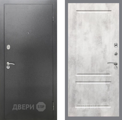 Входная металлическая Дверь Рекс (REX) 2А Серебро Антик FL-117 Бетон светлый в Пущино