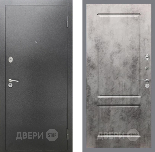Входная металлическая Дверь Рекс (REX) 2А Серебро Антик FL-117 Бетон темный в Пущино